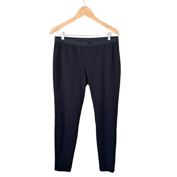 Eileen Fisher Black Ponte Elastic Waist Pants Slim Tapered Legging Medium - Picture 1 of 7